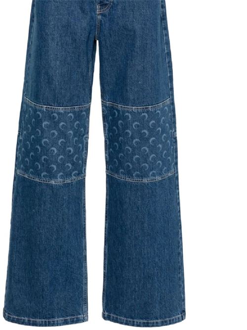 Indigo blue cotton denim jeans Marine Serre | MPA042DDEN0001BL50